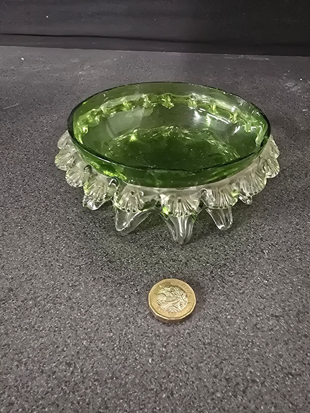 Lot 296: Green and clear glass bowl