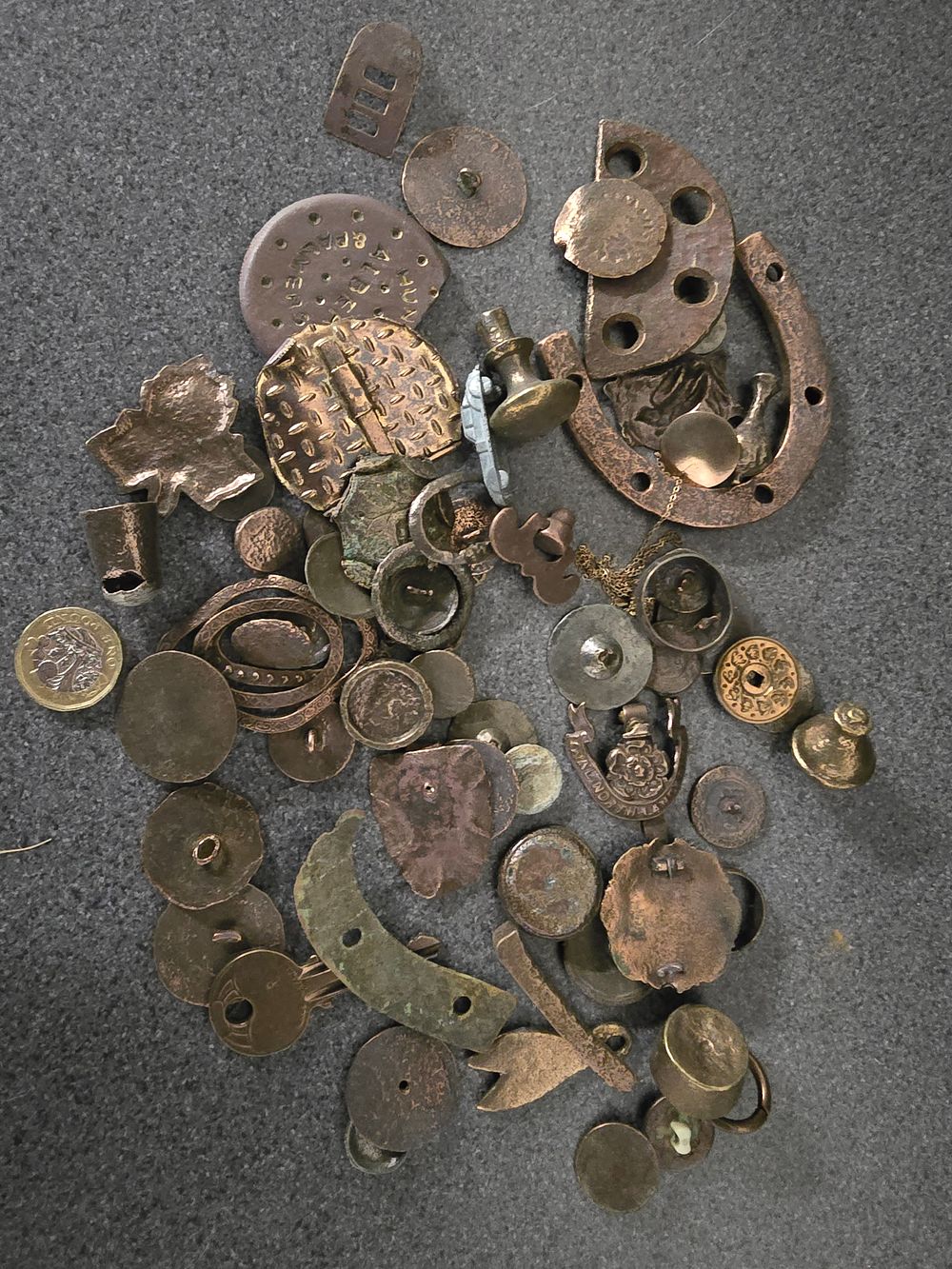 Lot 312: A large collection of brass items and buttons etc