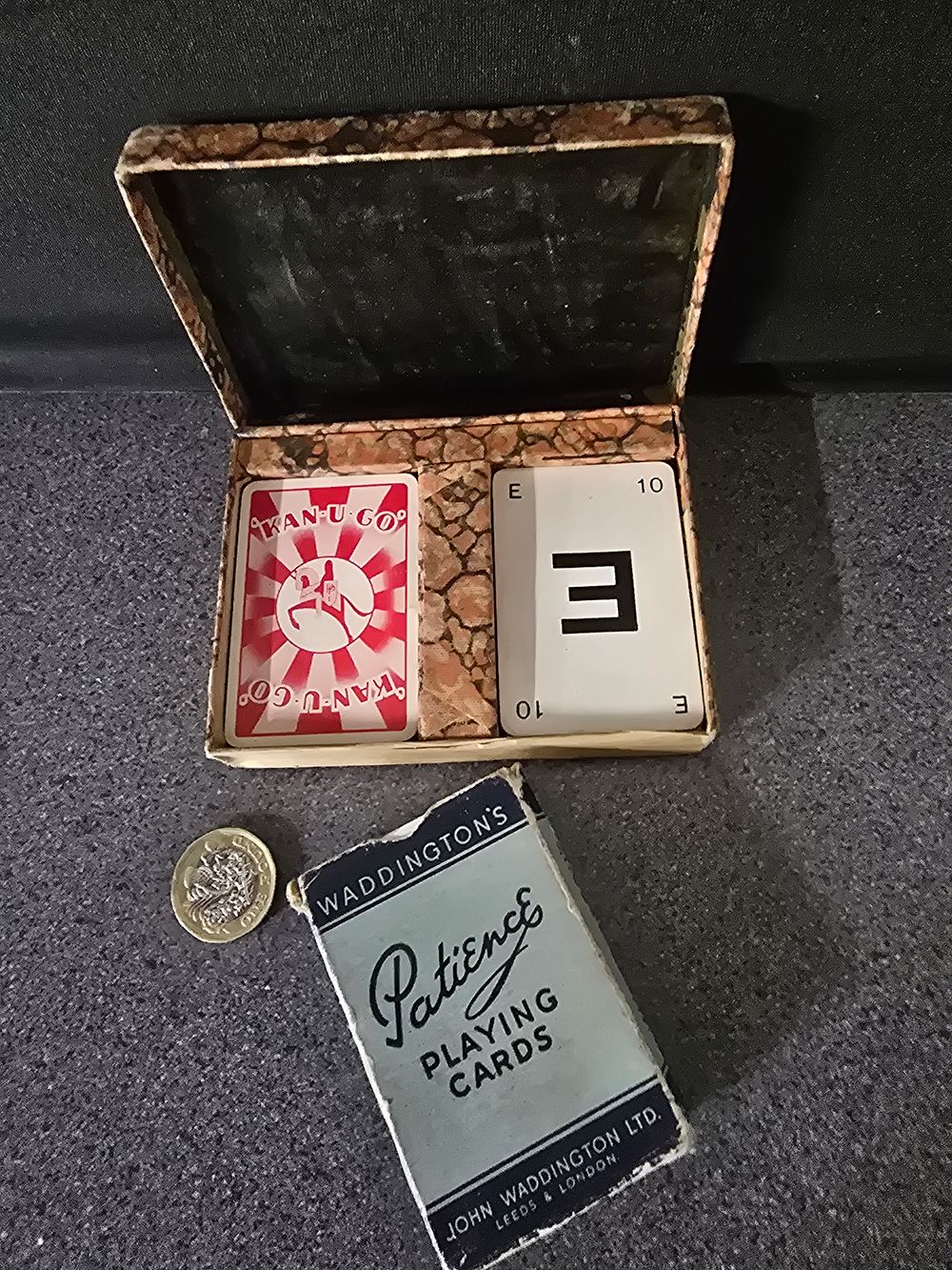 Lot 322: Two sets of vintage playing cards includes Kan u go