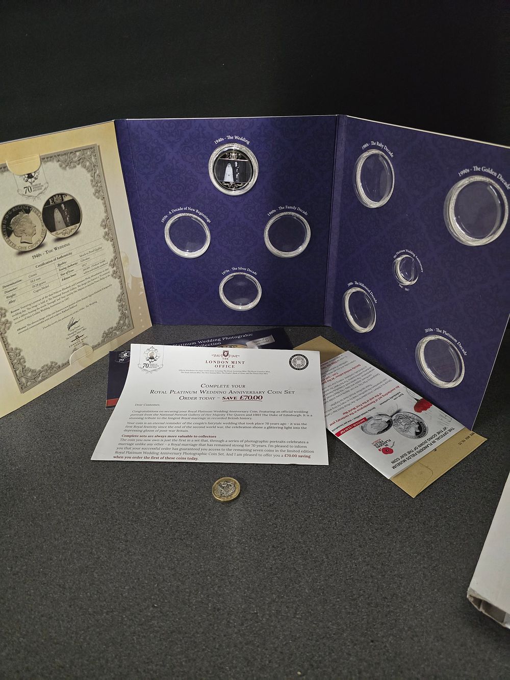 Lot 347: 70th Anniversary edition 2017 royal coin album includes coin.