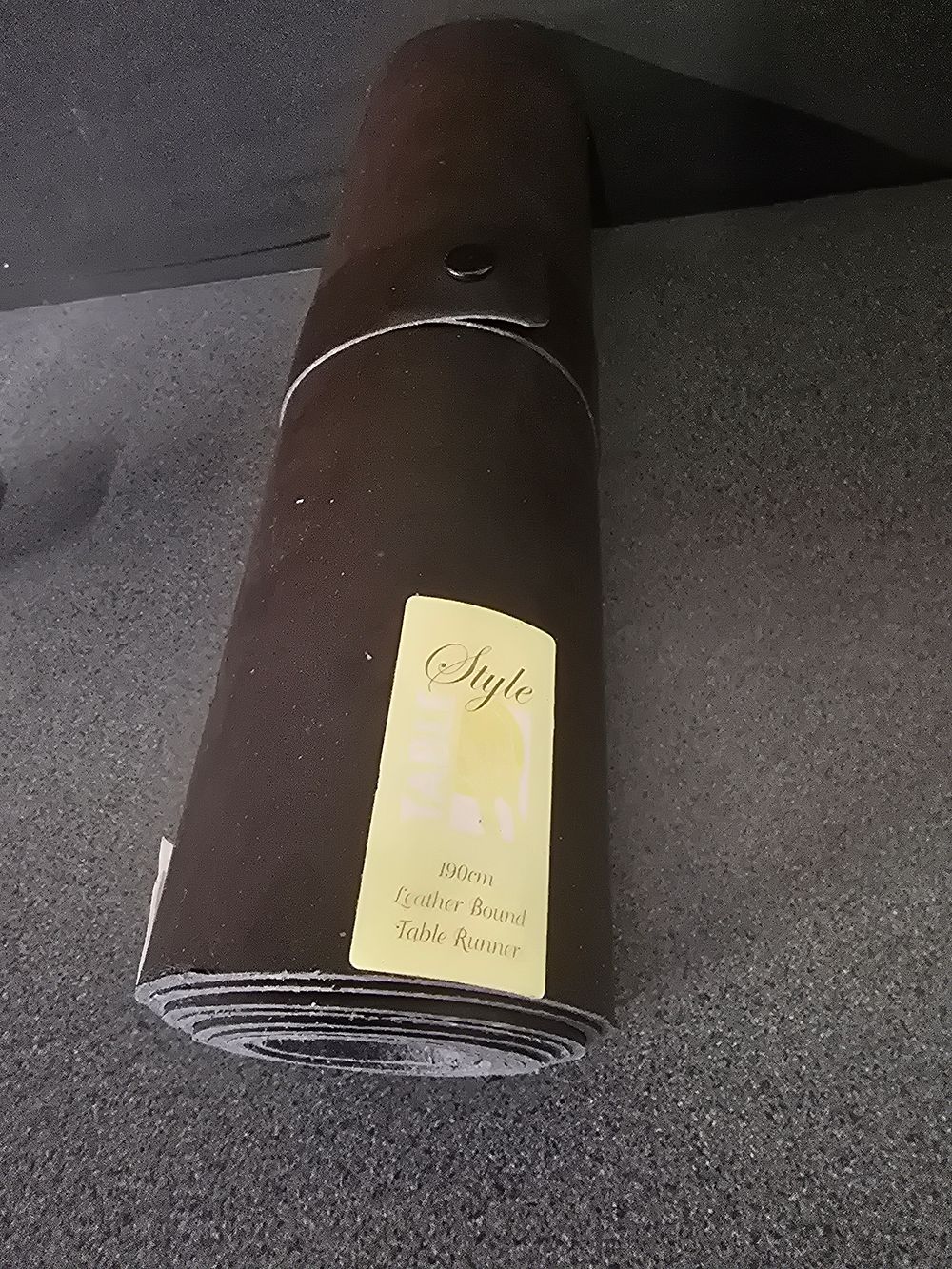 Lot 386: STYLE 190cm leather bound table runner - brown