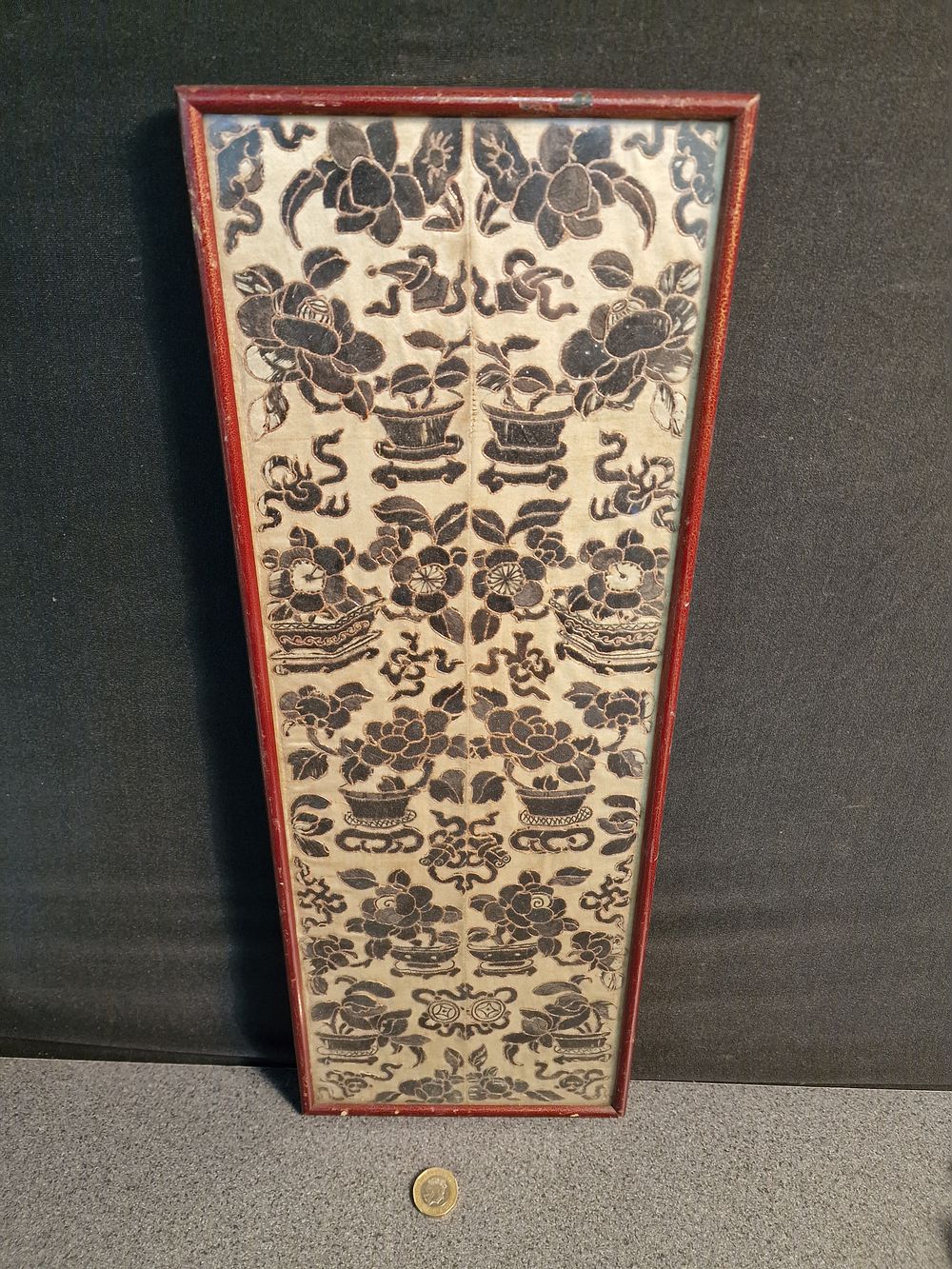 Lot 176: Framed Decorative Oriental Silk Woven Panel