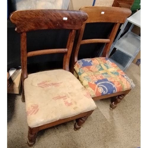 Lot 201: Two Vintage Dining Chairs, with turned front legs. COLLECTION ONLY