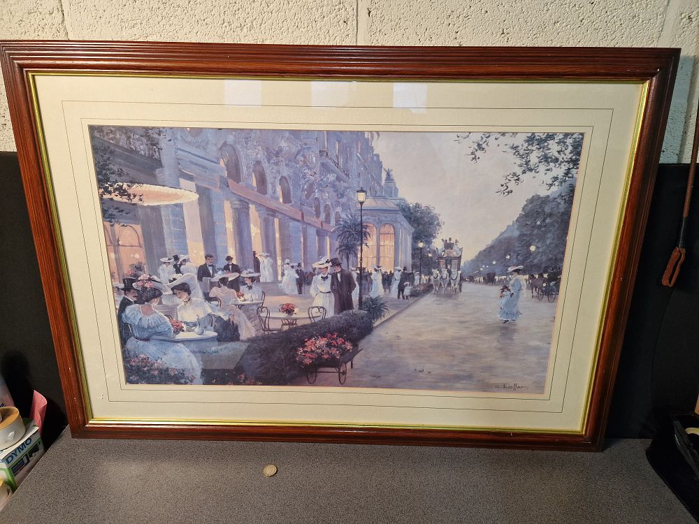 Lot 203: Framed Print of "A Sidewalk Cafe" by C.Kieffer 100x70cm