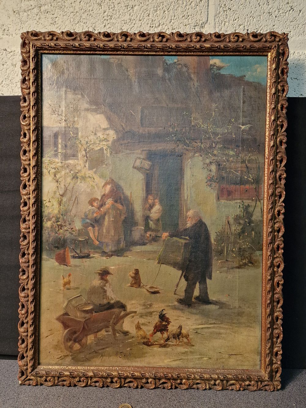 Lot 212: Vintage Oil on Canvas Signed Painting in Ornate Wooden Frame Approx 64x48cm