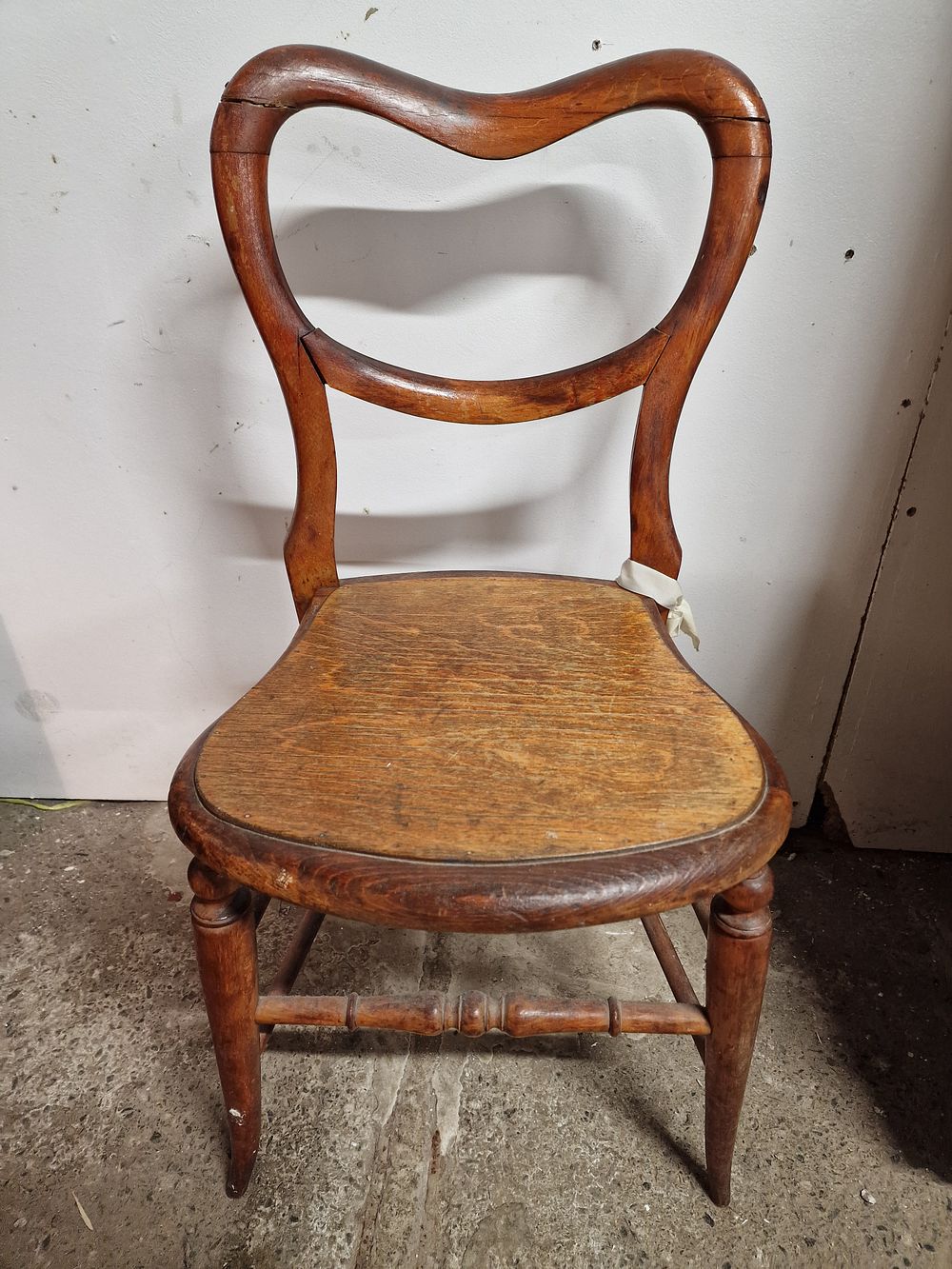 Lot 224: Vintage Balloon Back Wooden Childs Chair a/f COLLECTION ONLY
