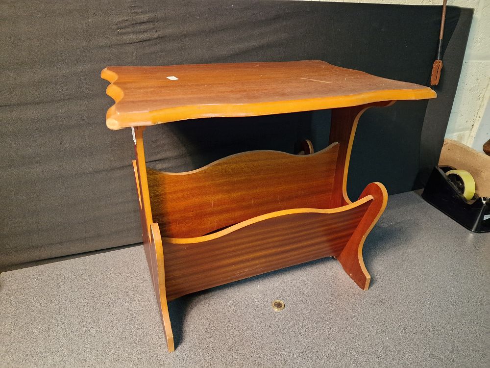 Lot 233: Wooden Magazine Rack Side Table COLLECTION ONLY