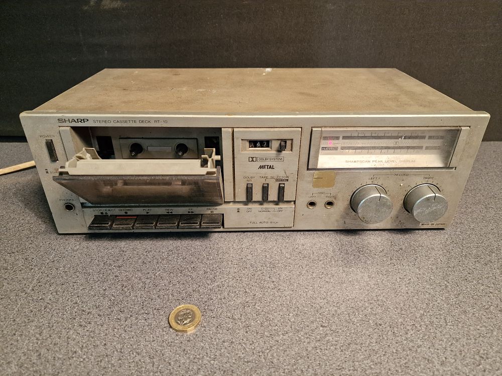 Lot 241: Vintage Sharp Stereo Cassette Deck RT-10 Tested for Power