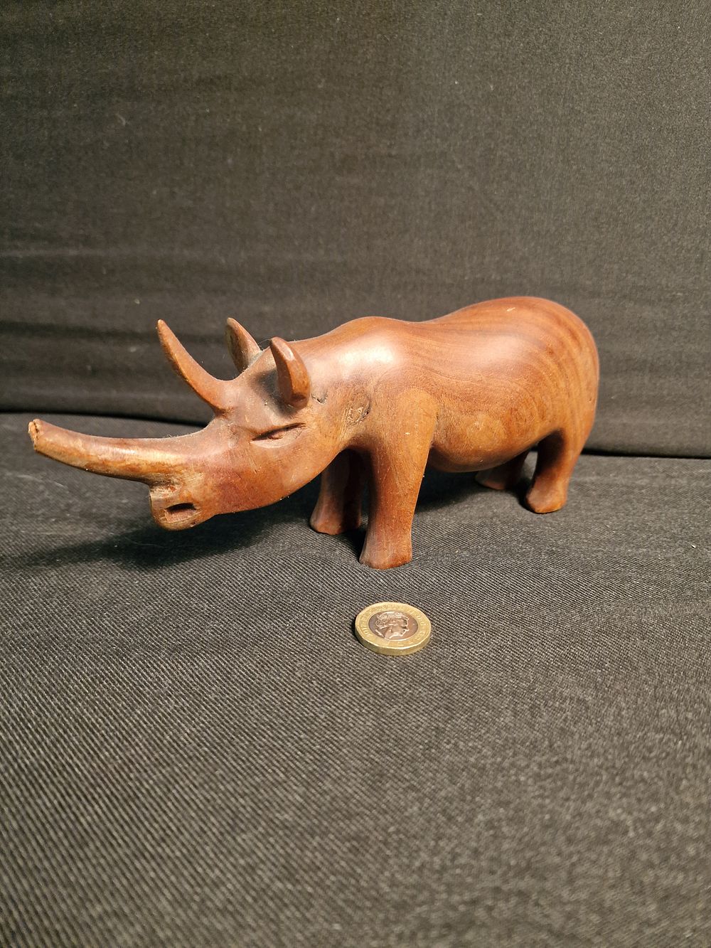 Lot 155: Wooden Rhino Figure