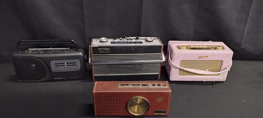 Lot 157: 5 x portable radios including Roberts and Defiant
