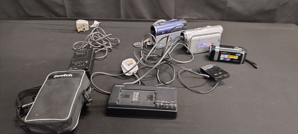 Lot 162: 3 X video cameras including Sony Handycam 120...