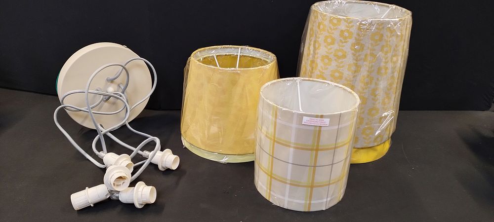 Lot 186: Next ceiling pendant light fitting and shades
