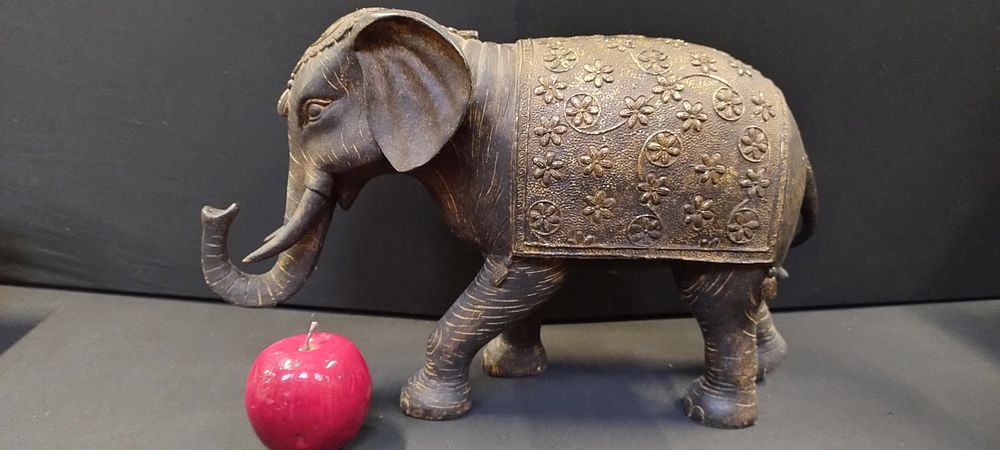 Lot 188: Large resin statue of a decorated Indian elephant....