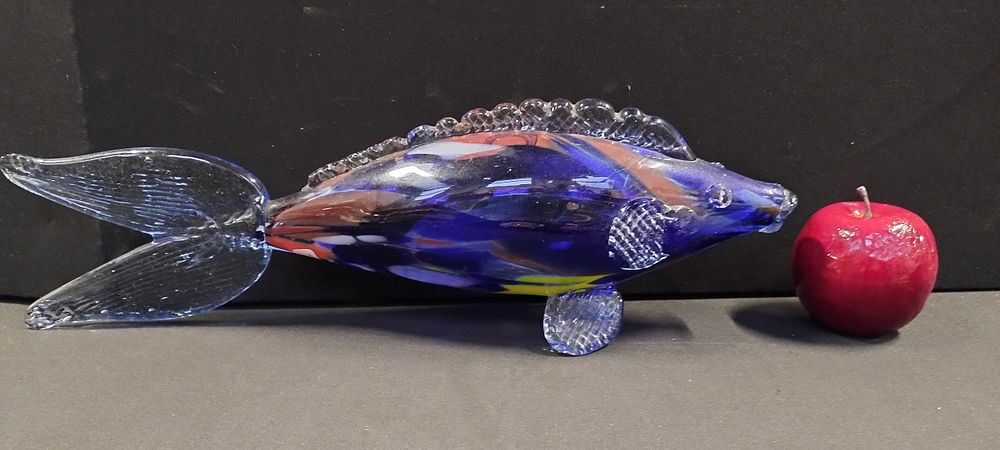 Lot 213: Large Murano glass multi coloured fish. Measures approx...