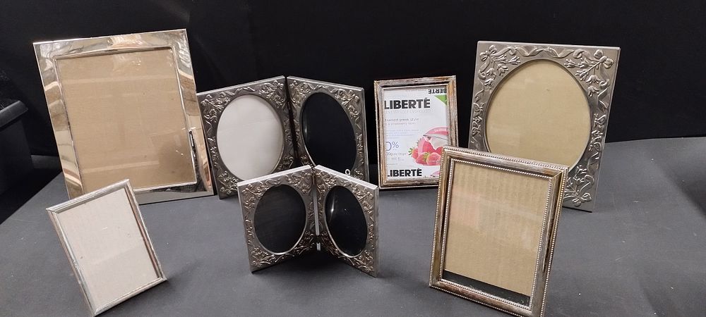 Lot 216: 7 x various picture frames silver plate and...