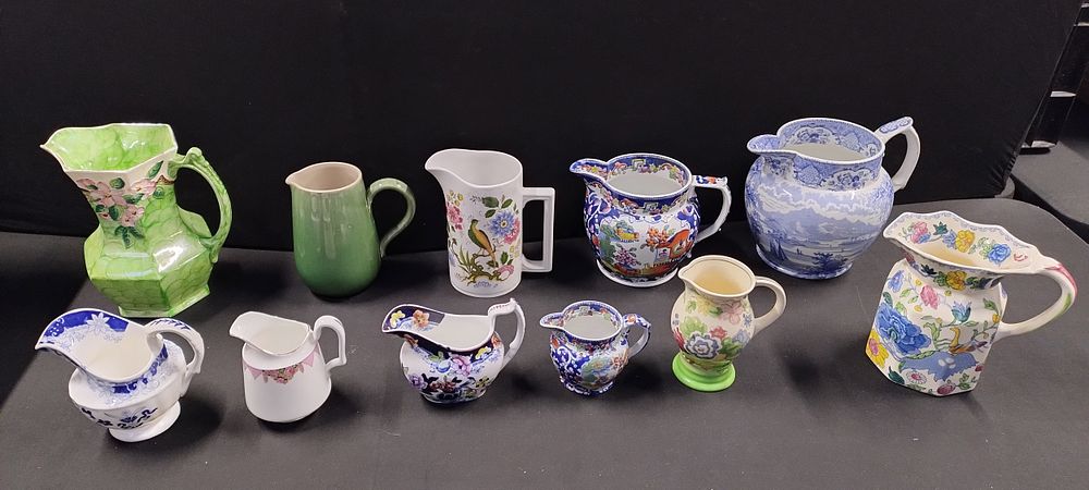 Lot 236: Collection of 11 porcelain jugs including, Maling ware,...
