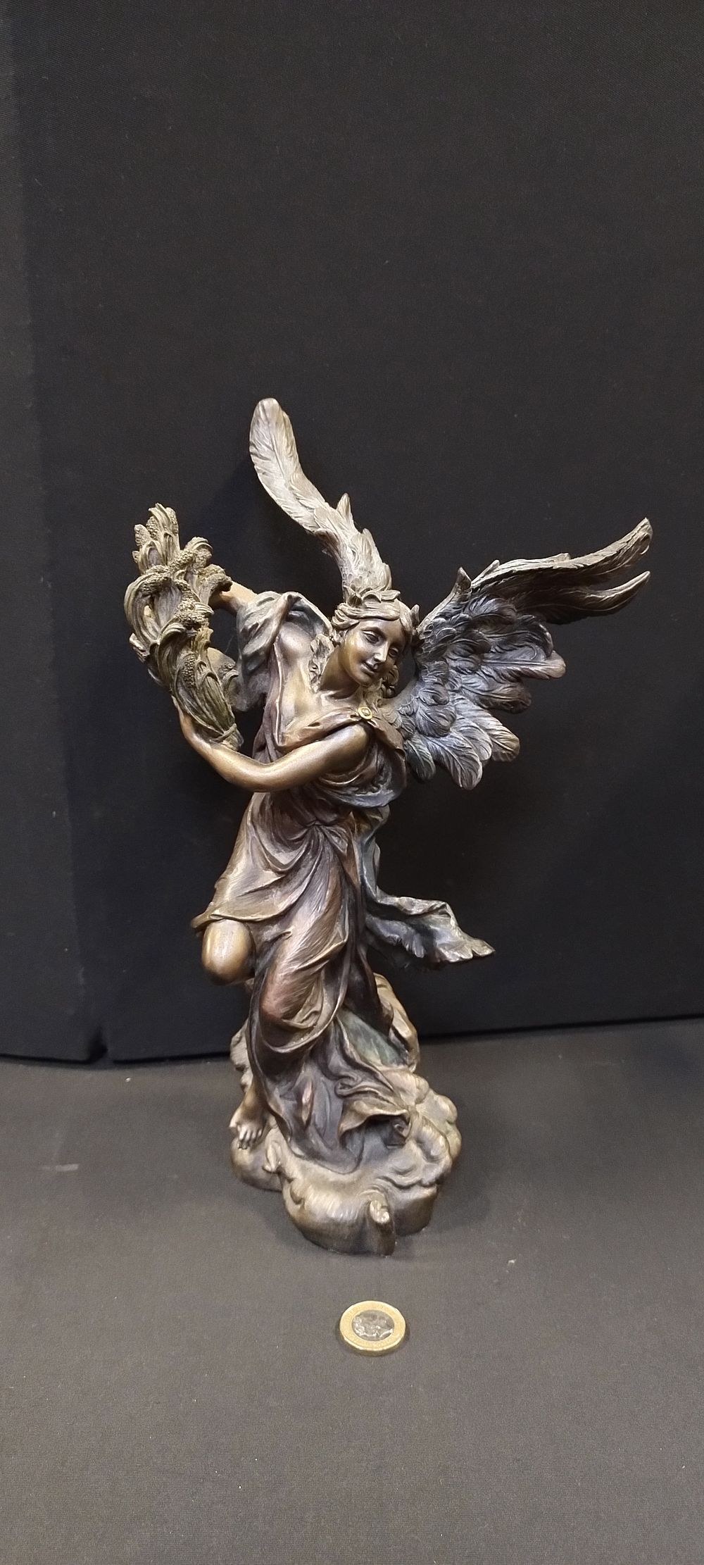 Lot 246: Bronzed resin Statue of an harvest Angel Sculpture....