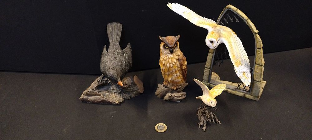 Lot 249: Collection of various bird ornaments, owls, and a...