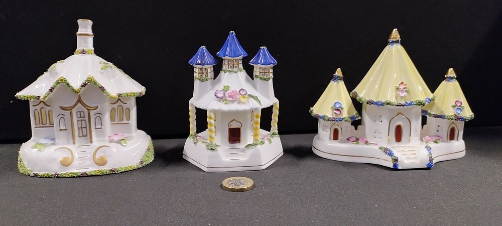 Lot 284: Three Coalport collectable miniature cottages. The Gatehouse, Barley...