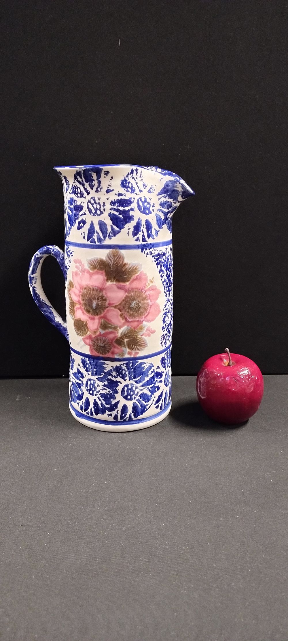 Lot 285: Tall Ranquilline blue and white pitcher jug with...