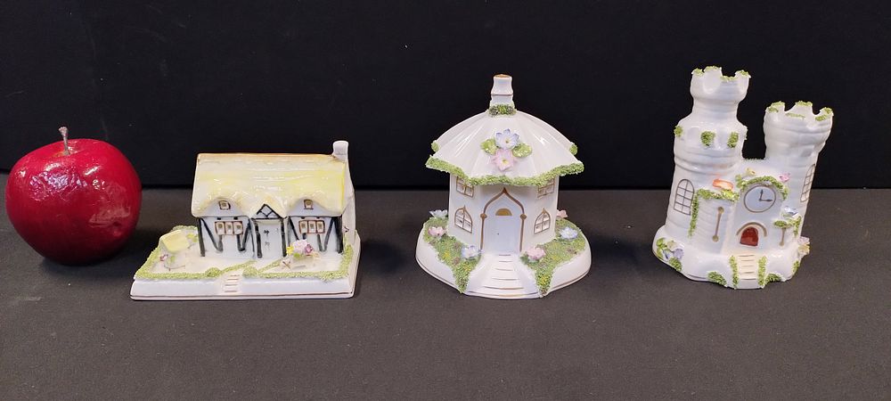 Lot 287: Three Coalport collectable miniature cottages. Elizabethan Cottage,The Umbrella...