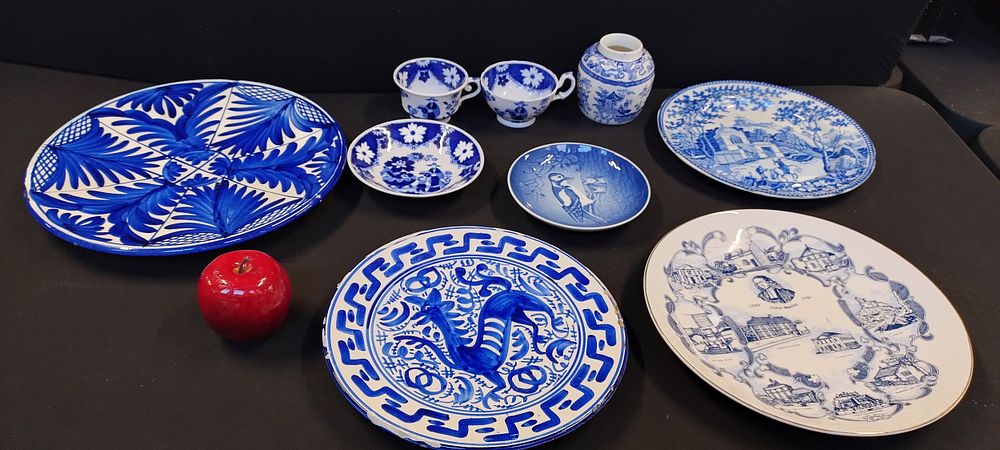 Lot 303: Collection of Blue and white plates and other...