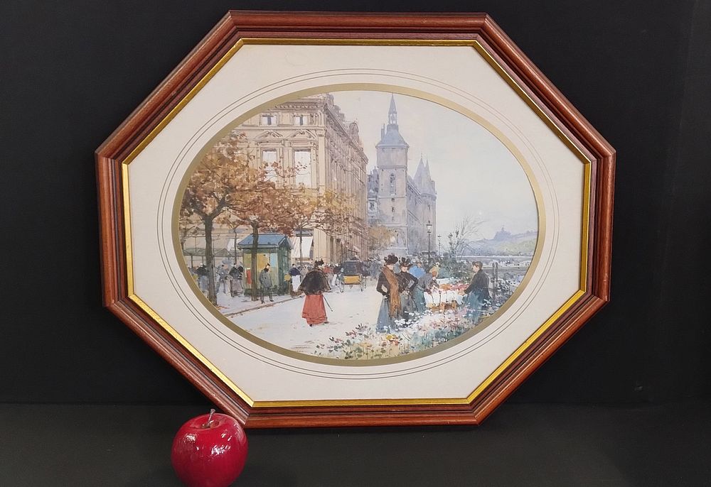 Lot 313: Framed print of The Seine by Eugene Galien-Laloue,...