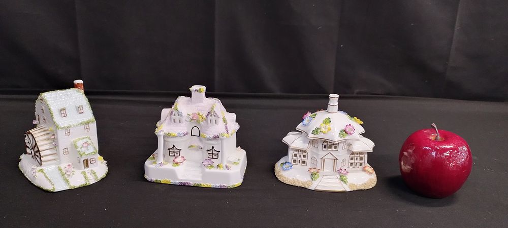 Lot 365: Three Coalport collectable miniature cottages. The Watermill, The...