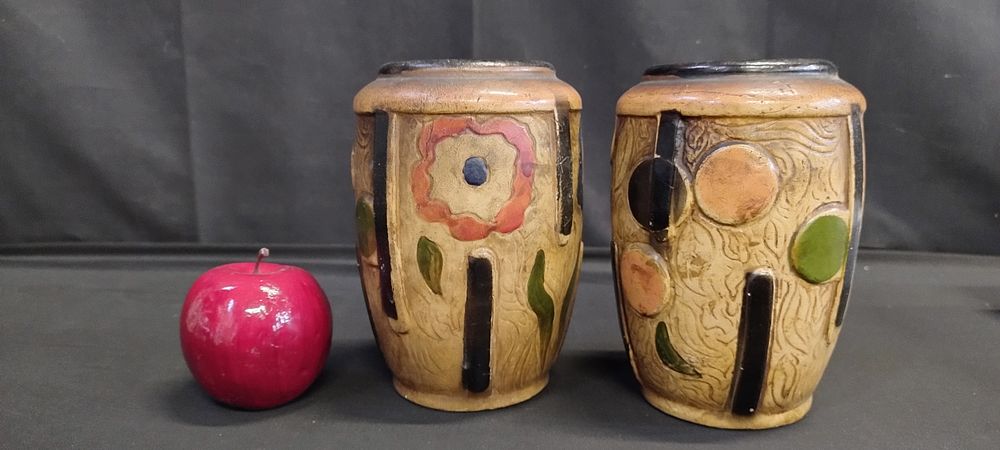 Lot 379: Two stoneware vases with abstract design