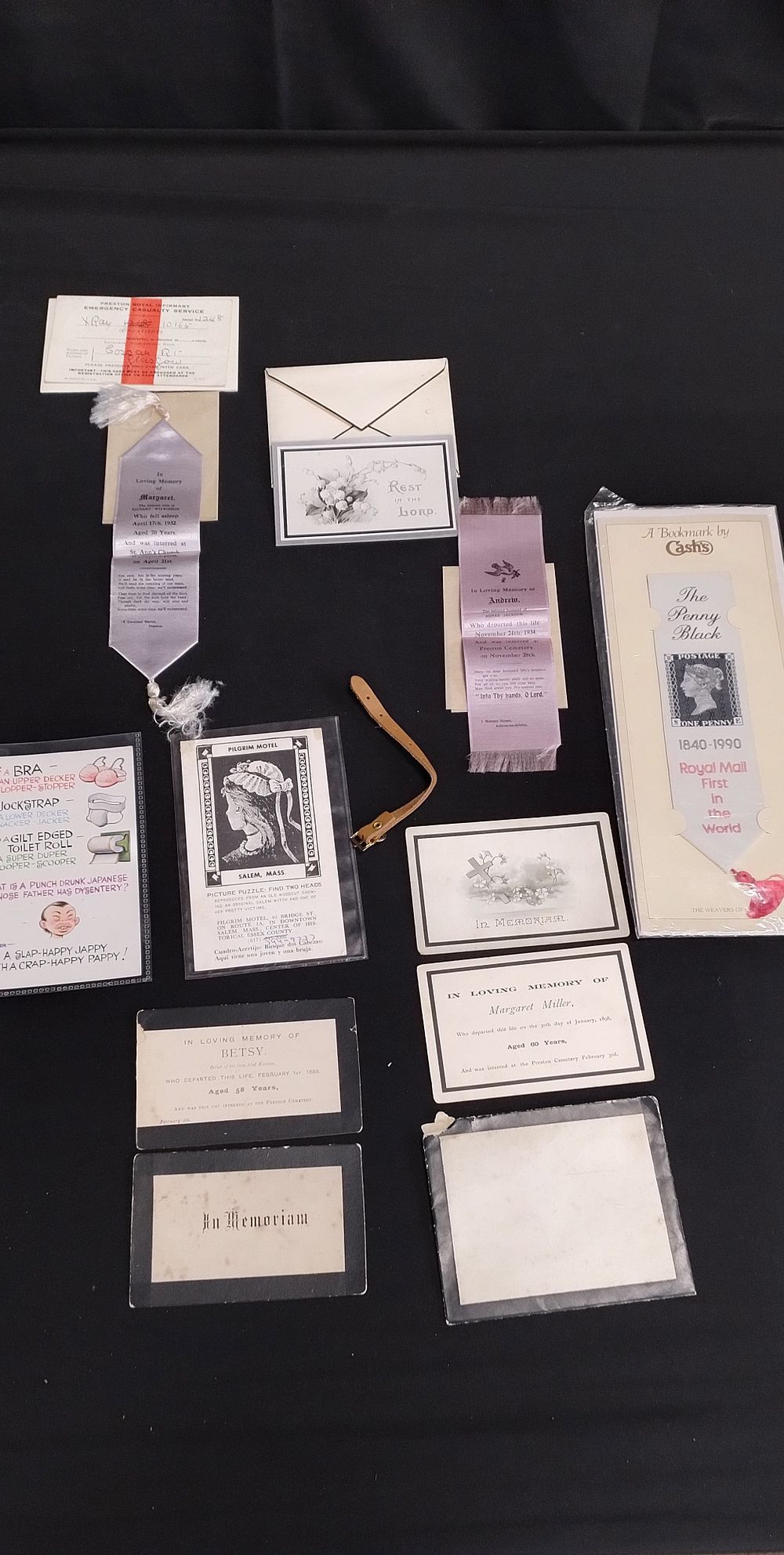 Lot 384: Collection of funeral directors memorial service items and...