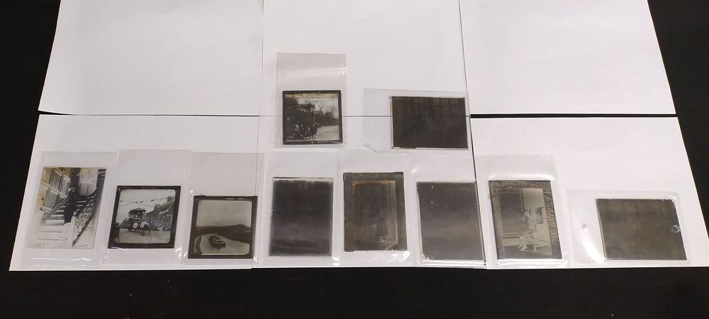Lot 385: Vintage Paget plates. glass lantern plates featuring various...