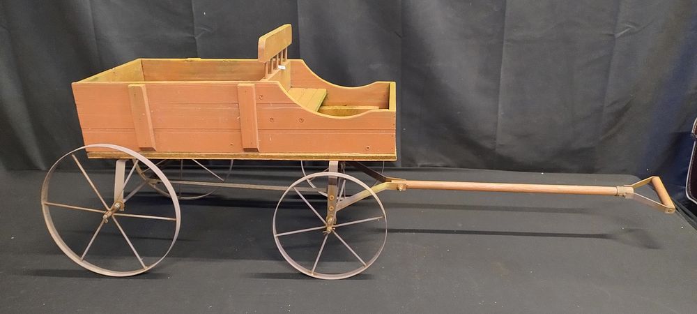 Lot 389: Patiojoy Brown Wagon Plant Stand with Wheels