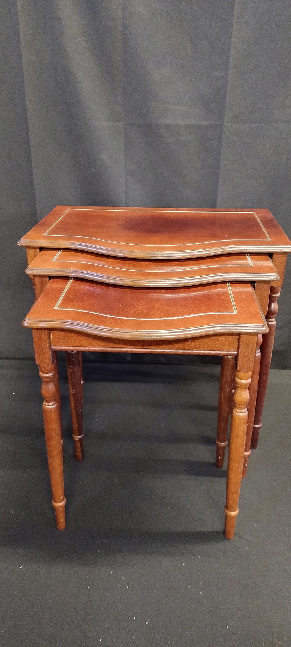 Lot 390: Wood Nest of 3 tables. COLLECTION ONLY