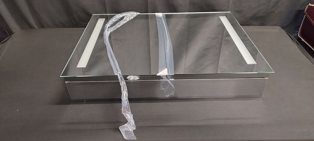 Lot 392: Brand new illuminated mirror double door bathroom cabinet....