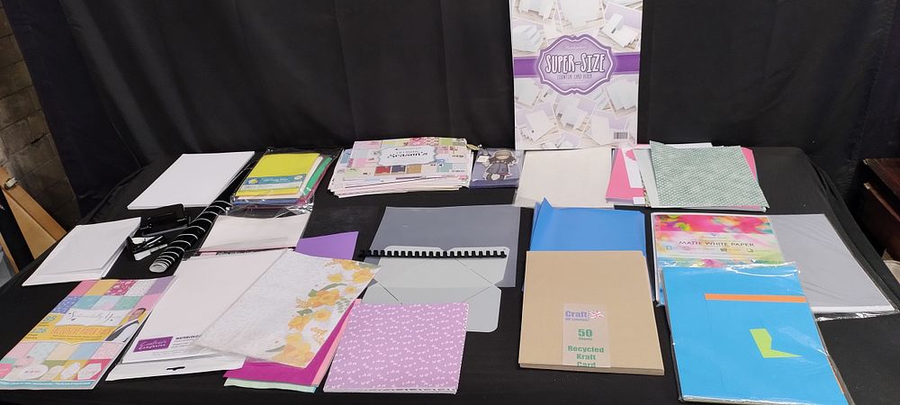 Lot 393: Selection of various cards and decorated papers for...