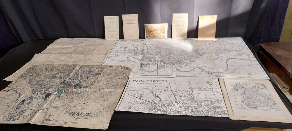 Lot 401: Various vintage maps of Chorley and Preston along...