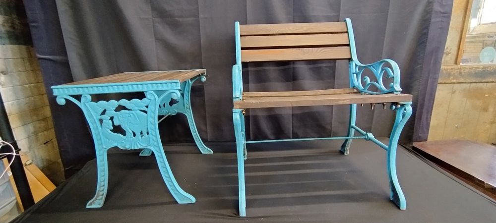 Lot 405: Children's Wrought iron garden set comprising of a...