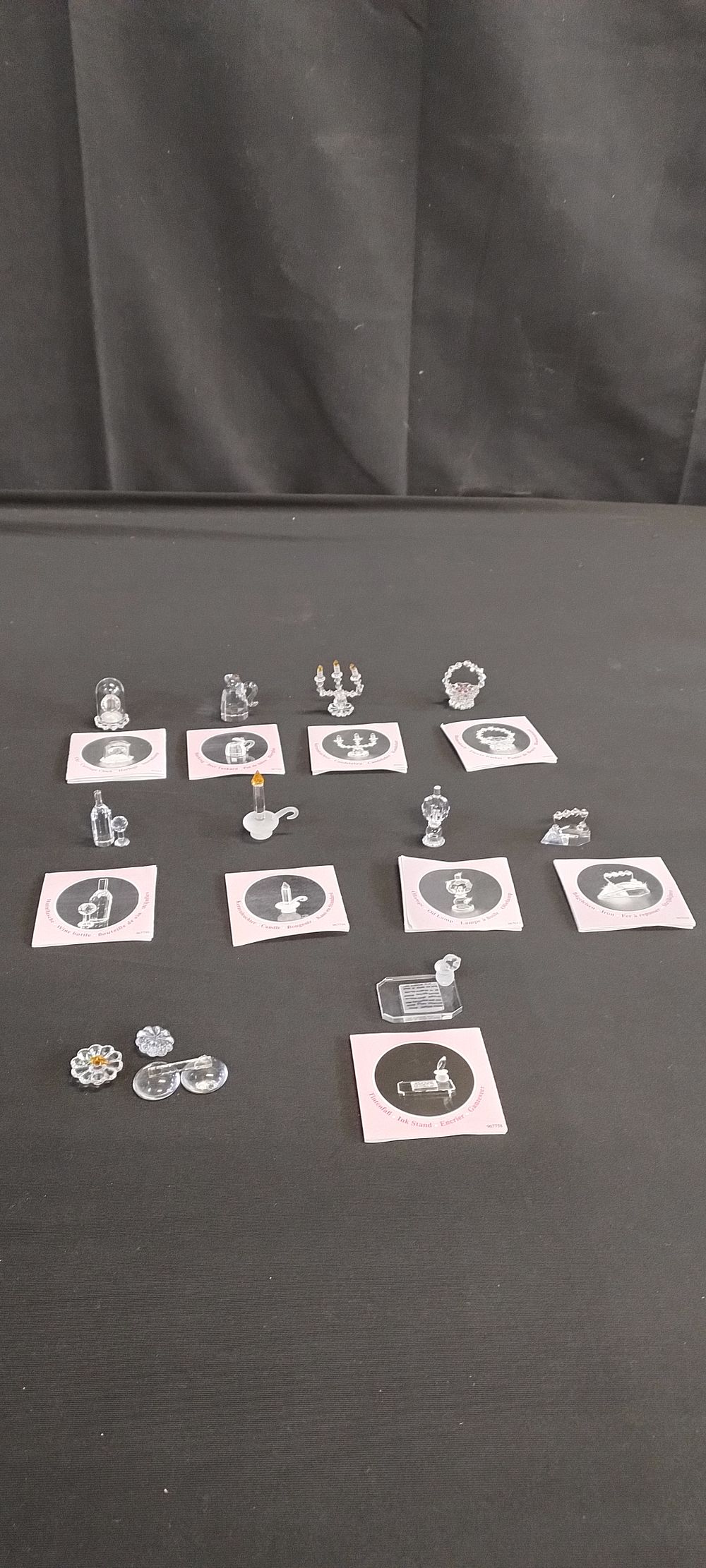 Lot 406: 10 x miniature crystal ornaments, Flower Basket, Candelabra,...