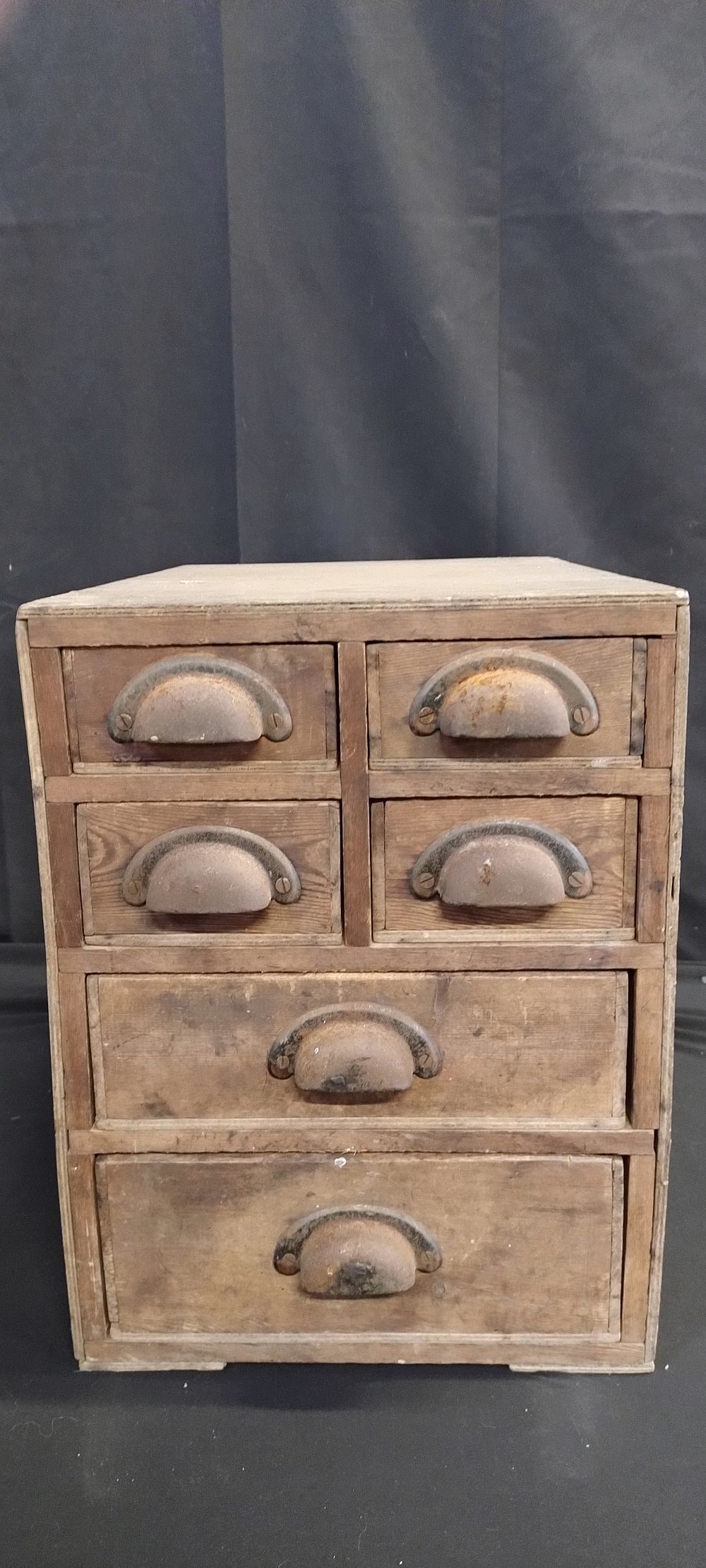Lot 415: Vintage wooden engineers 6 drawer unit. Measure approx...