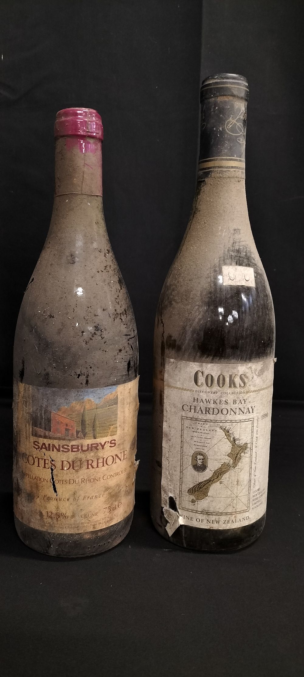 Lot 163: Two bottles of unopened wine.1990 Cooks Hawks Bay...