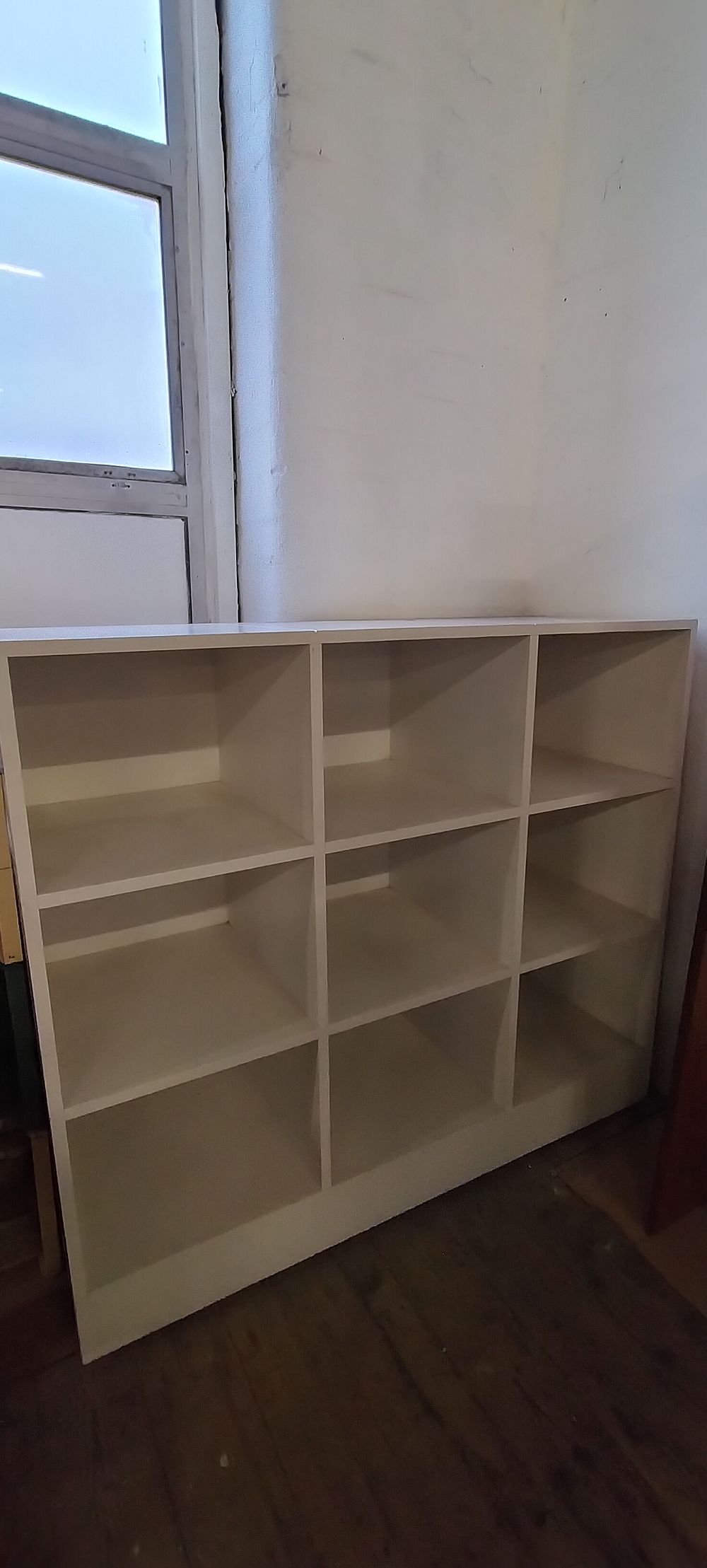 Lot 202: White IKEA 9 bay display unit. Measures approx...