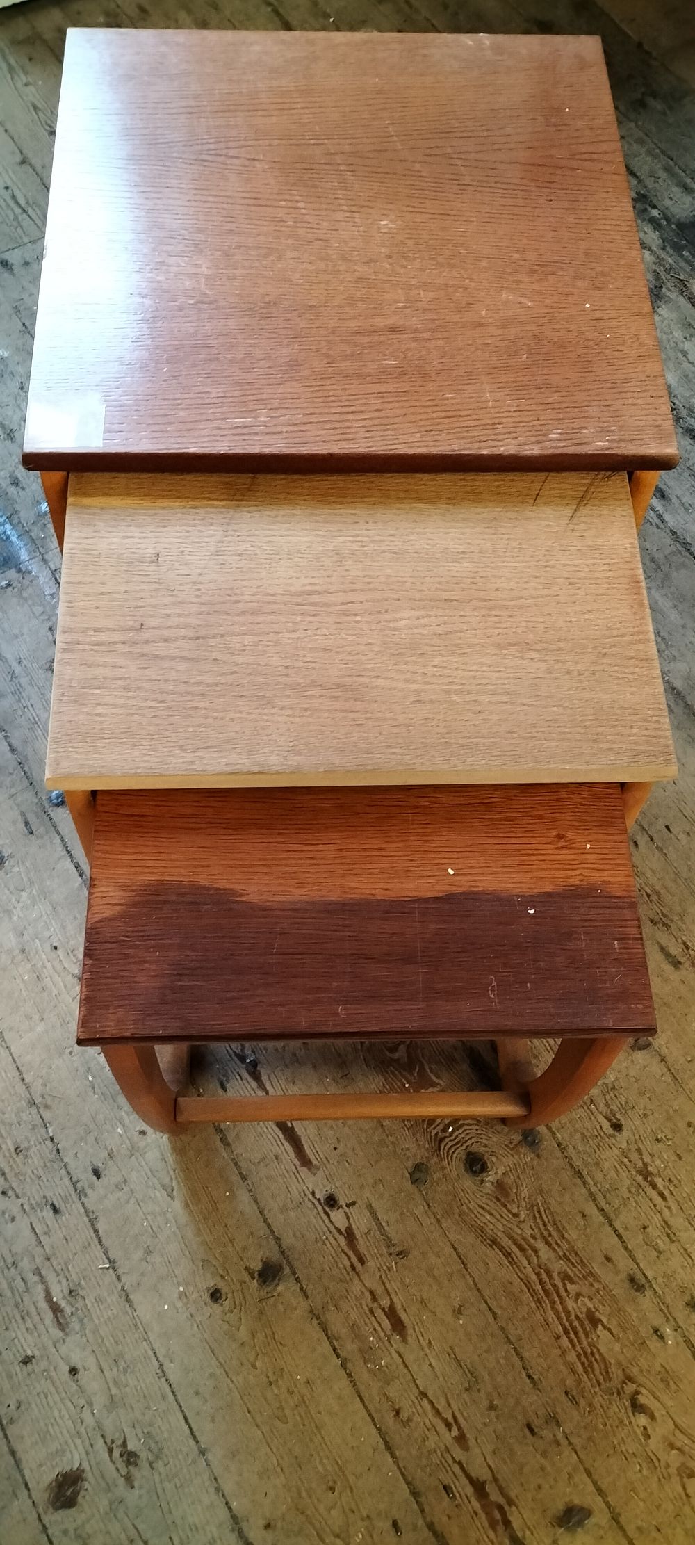 Lot 203: Set of 3 Vintage mid century nesting tables...