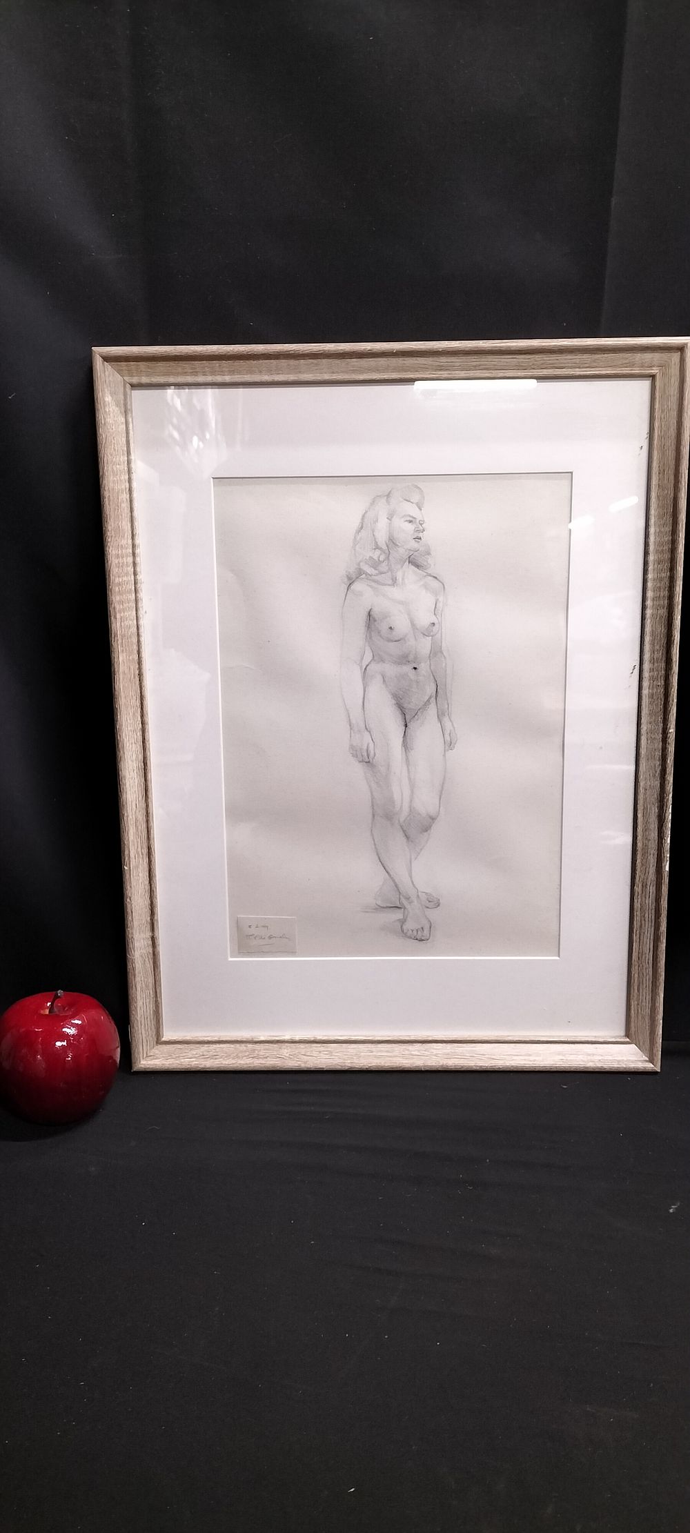 Lot 226: Framed signed black and white life sketch of...
