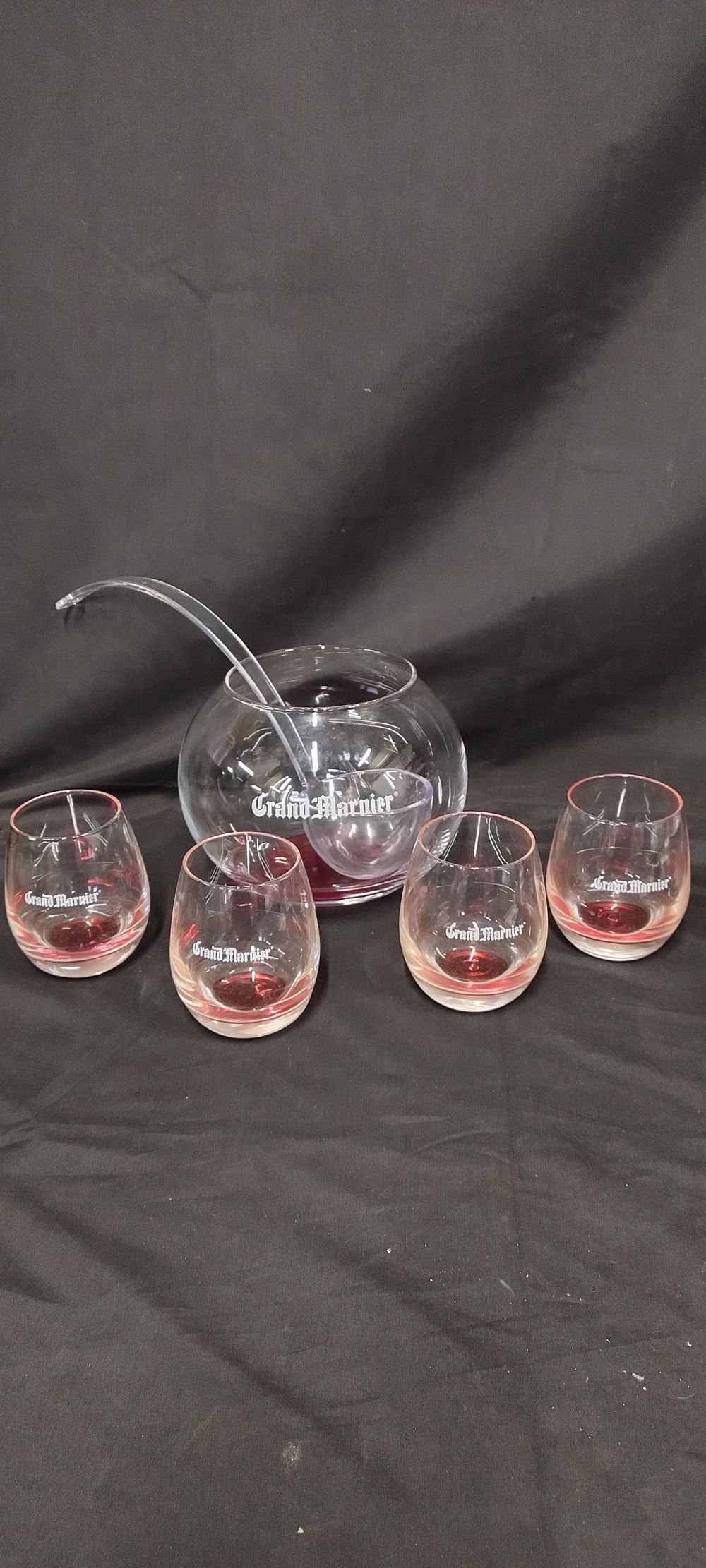 Lot 259: Grand Marnier punch bowl with ladel and 4...