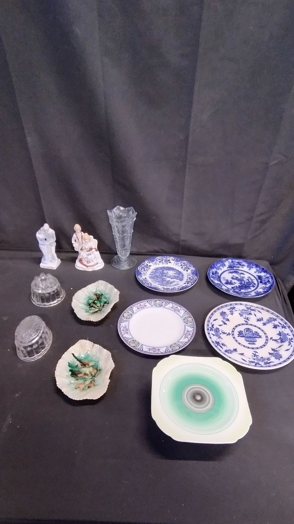 Lot 272: Two Majolica Begonia Leaf Dishes, 4 decorative plates...