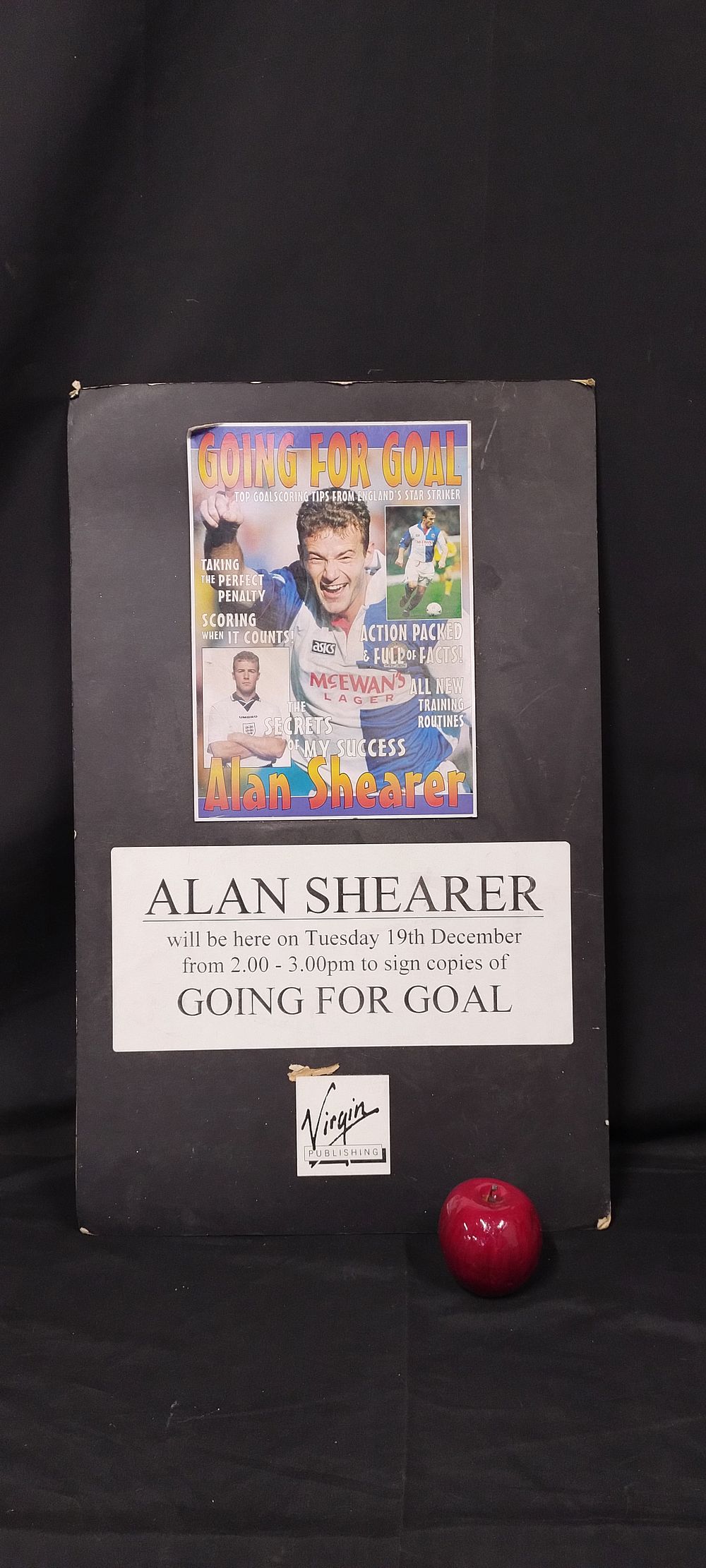 Lot 279: Alan Shearer book advertising sign