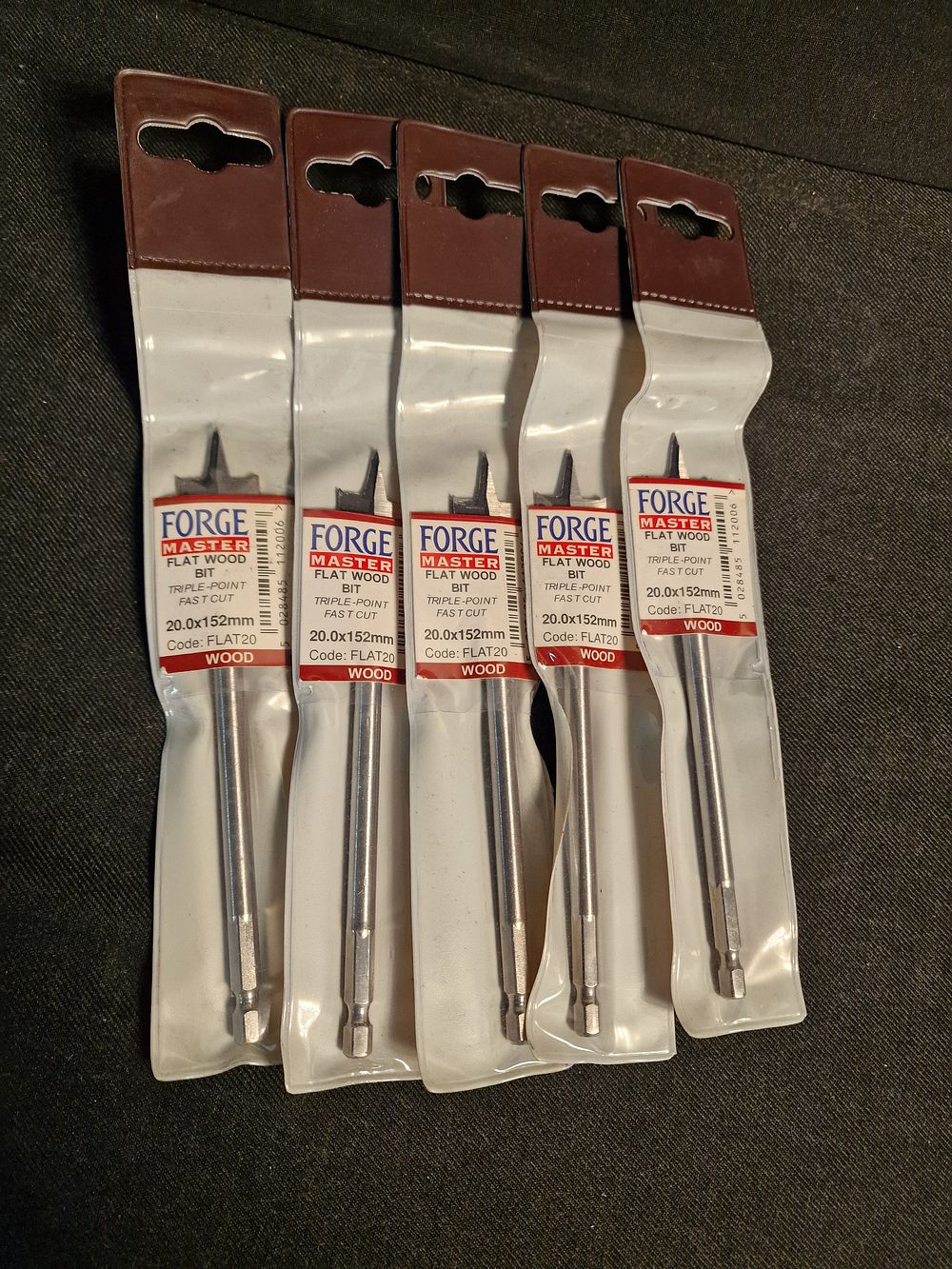 Lot 188: x5 Forge Master 20x152mm Flat Wood Bit Brand New