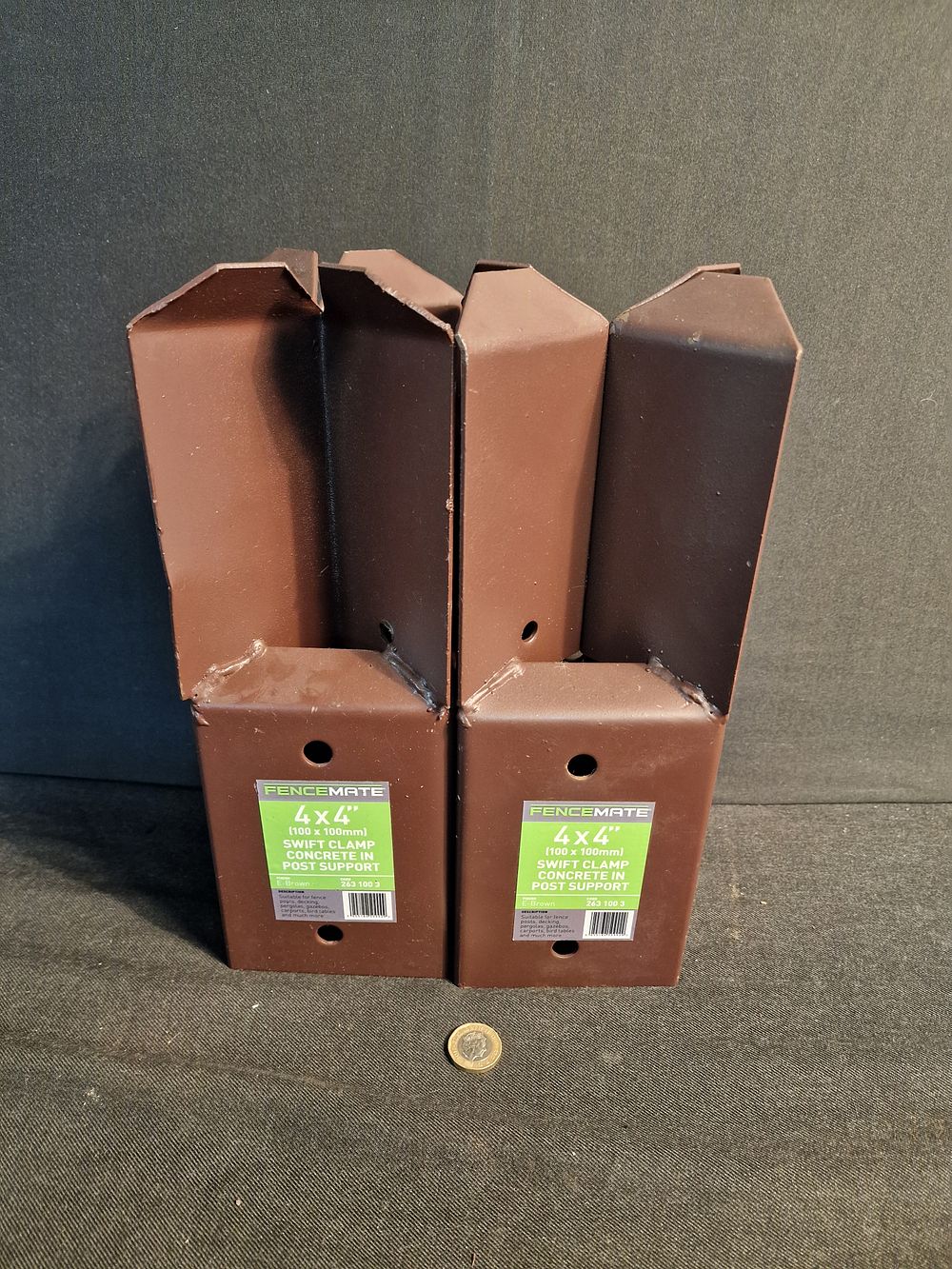 Lot 238: Pair of Fence Mate 4x4" Swift Clamp Concrete In Post Support for Fence Posts New