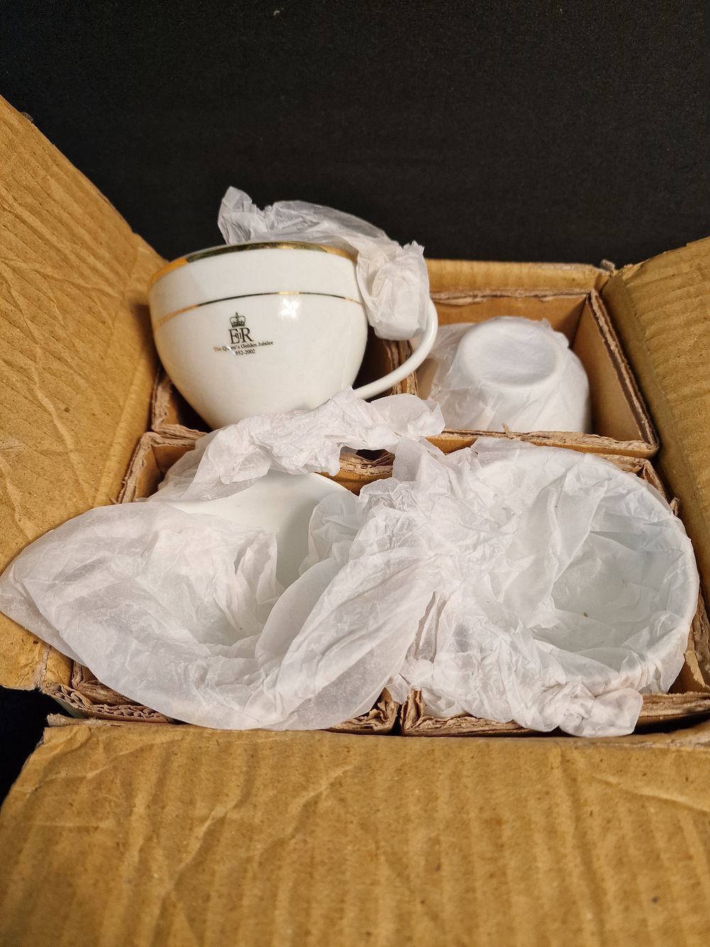 Lot 272: Box of 4 The Queens Golden Jubilee Teacups
