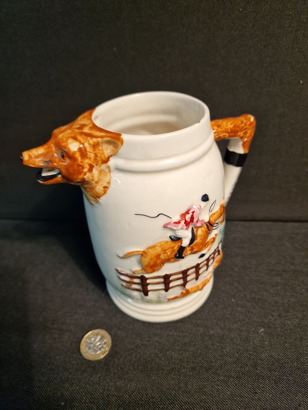 Lot 274: Portland Pottery Fox Hunting Scene Jug a/f